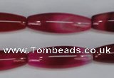 CAG1195 15.5 inches 10*30mm rice line agate gemstone beads