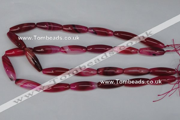 CAG1195 15.5 inches 10*30mm rice line agate gemstone beads