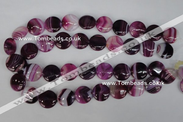 CAG1200 15.5 inches 20mm flat round line agate gemstone beads