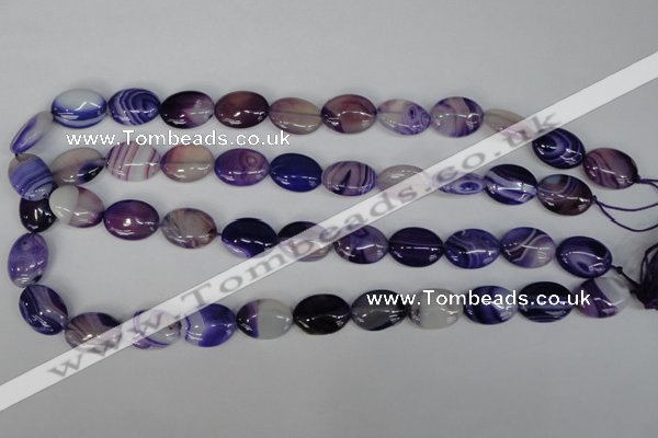 CAG1205 15.5 inches 10*14mm oval line agate gemstone beads