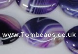 CAG1210 15.5 inches 20*30mm oval line agate gemstone beads