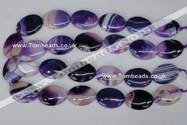 CAG1210 15.5 inches 20*30mm oval line agate gemstone beads