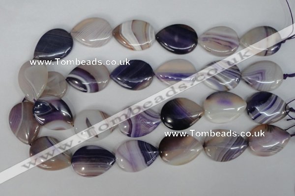 CAG1215 15.5 inches 22*30mm flat teardrop line agate gemstone beads