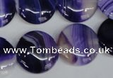 CAG1220 15.5 inches 20mm flat round line agate gemstone beads