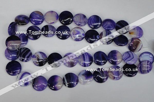 CAG1220 15.5 inches 20mm flat round line agate gemstone beads
