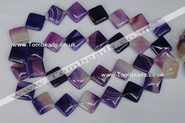 CAG1225 15.5 inches 20*20mm diamond line agate gemstone beads