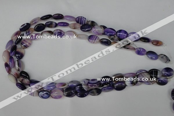 CAG1230 15.5 inches 10*14mm oval line agate gemstone beads