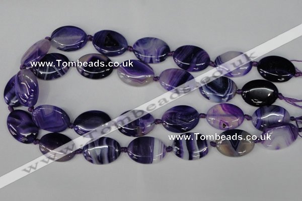 CAG1234 15.5 inches 18*25mm oval line agate gemstone beads