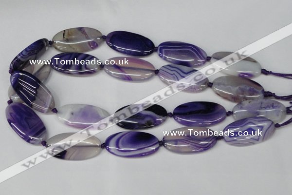 CAG1236 15.5 inches 20*40mm oval line agate gemstone beads