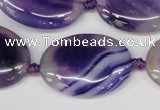 CAG1237 15.5 inches 22*30mm oval line agate gemstone beads