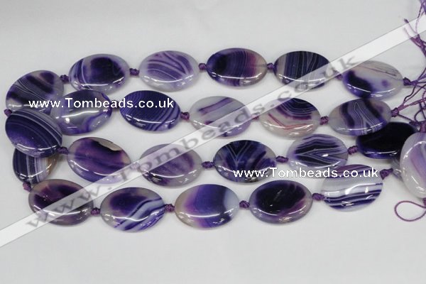 CAG1237 15.5 inches 22*30mm oval line agate gemstone beads