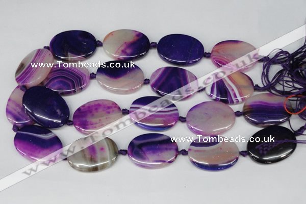 CAG1238 15.5 inches 25*35mm oval line agate gemstone beads