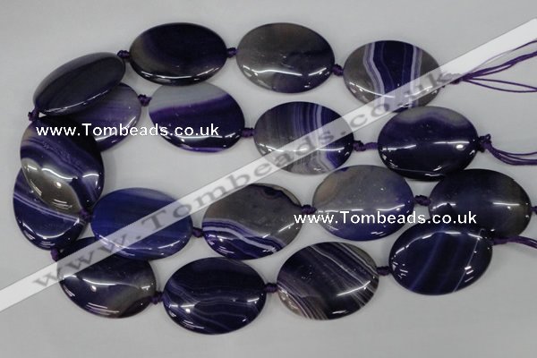 CAG1239 15.5 inches 30*40mm oval line agate gemstone beads