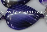 CAG1245 15.5 inches 30*40mm flat teardrop line agate gemstone beads