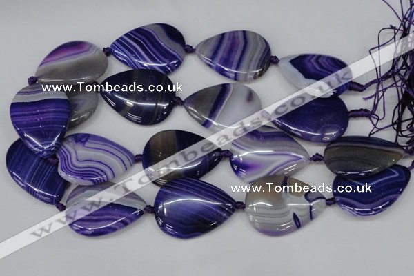 CAG1245 15.5 inches 30*40mm flat teardrop line agate gemstone beads