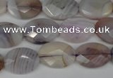 CAG1255 15.5 inches 13*18mm faceted oval line agate gemstone beads