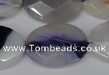 CAG1258 15.5 inches 20*30mm faceted oval line agate gemstone beads