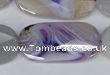 CAG1260 15.5 inches 20*40mm faceted oval line agate gemstone beads