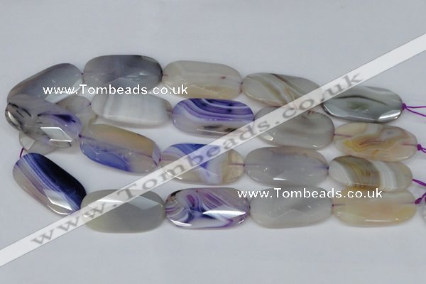 CAG1260 15.5 inches 20*40mm faceted oval line agate gemstone beads