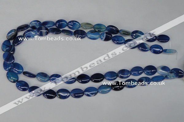 CAG1272 15.5 inches 10*14mm oval line agate gemstone beads