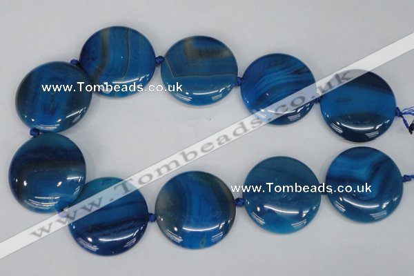 CAG1290 15.5 inches 35mm flat round line agate gemstone beads