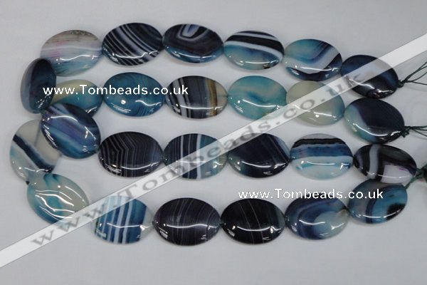 CAG1293 15.5 inches 22*30mm oval line agate gemstone beads