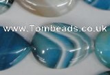 CAG1296 15.5 inches 22*30mm flat teardrop line agate gemstone beads