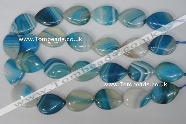 CAG1296 15.5 inches 22*30mm flat teardrop line agate gemstone beads