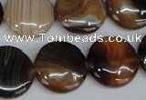 CAG1308 15.5 inches 20mm flat round line agate gemstone beads