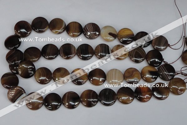 CAG1308 15.5 inches 20mm flat round line agate gemstone beads