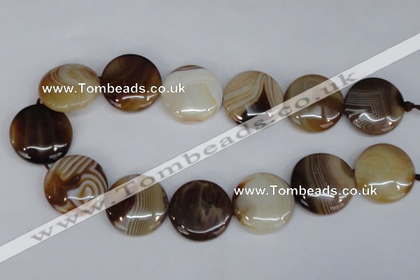 CAG1310 15.5 inches 30mm flat round line agate gemstone beads