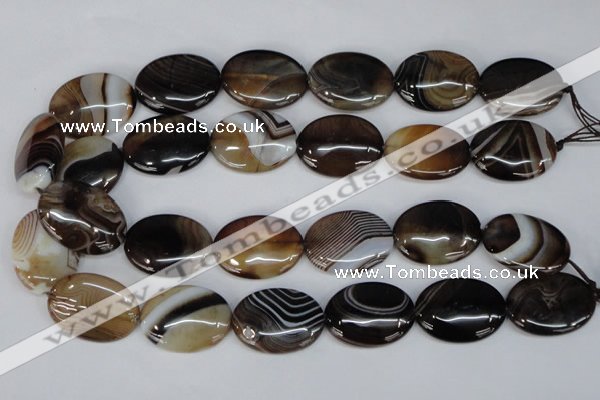 CAG1317 15.5 inches 22*30mm oval line agate gemstone beads