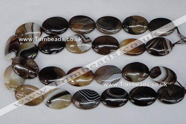 CAG1317 15.5 inches 22*30mm oval line agate gemstone beads