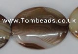 CAG1319 15.5 inches 30*40mm oval line agate gemstone beads