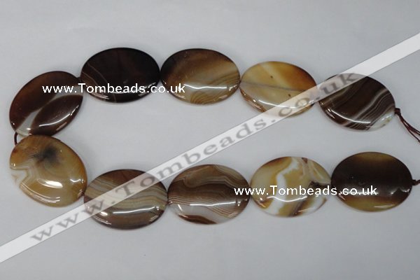 CAG1319 15.5 inches 30*40mm oval line agate gemstone beads