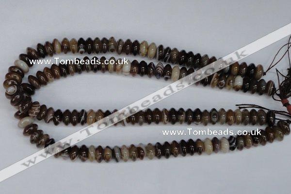 CAG1330 15.5 inches 6*12mm rondelle line agate gemstone beads