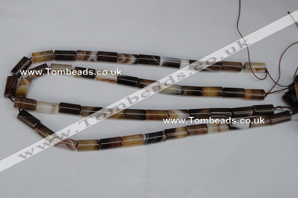 CAG1332 15.5 inches 8*16mm tube line agate gemstone beads