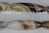 CAG1335 15.5 inches 12*40mm rice line agate gemstone beads