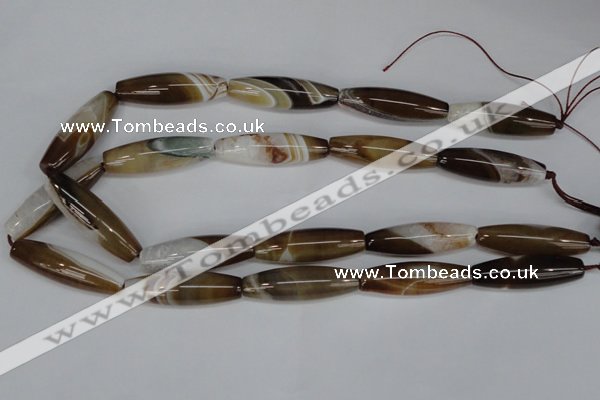 CAG1335 15.5 inches 12*40mm rice line agate gemstone beads