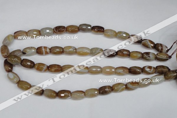 CAG1340 15.5 inches 10*15mm faceted rice line agate gemstone beads