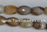 CAG1341 15.5 inches 12*16mm faceted rice line agate gemstone beads