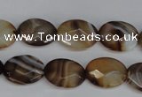 CAG1348 15.5 inches 12*16mm faceted oval line agate gemstone beads