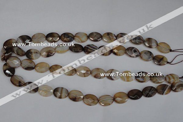 CAG1348 15.5 inches 12*16mm faceted oval line agate gemstone beads