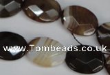 CAG1349 15.5 inches 15*20mm faceted oval line agate gemstone beads