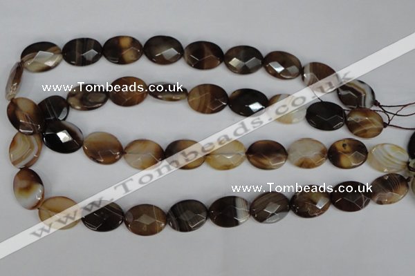 CAG1349 15.5 inches 15*20mm faceted oval line agate gemstone beads