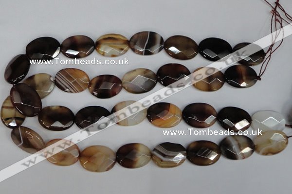 CAG1350 15.5 inches 18*25mm faceted oval line agate gemstone beads