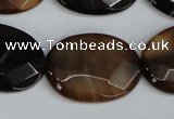 CAG1351 15.5 inches 22*30mm faceted oval line agate gemstone beads