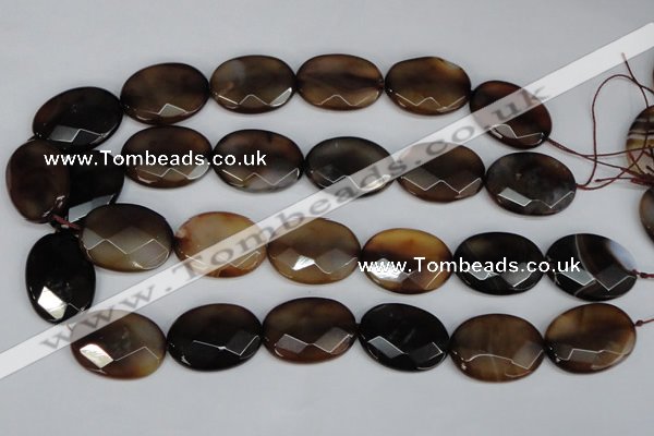 CAG1351 15.5 inches 22*30mm faceted oval line agate gemstone beads