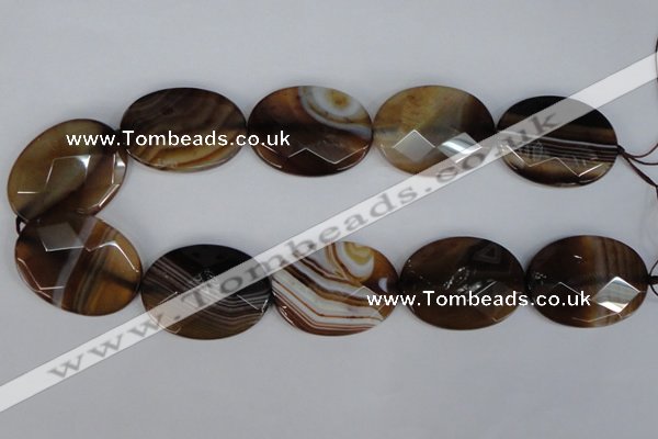 CAG1352 15.5 inches 30*40mm faceted oval line agate gemstone beads