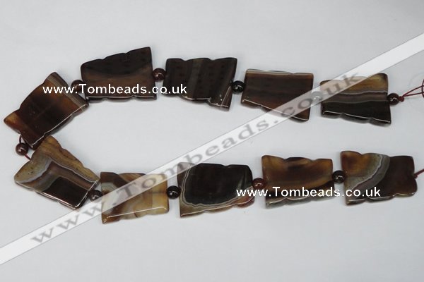 CAG1356 15.5 inches 28*35mm trapezoid line agate gemstone beads